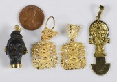 4 18K JEWELRY ITEMS INCL INCA