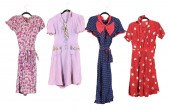(4) 1940's patterned dresses t