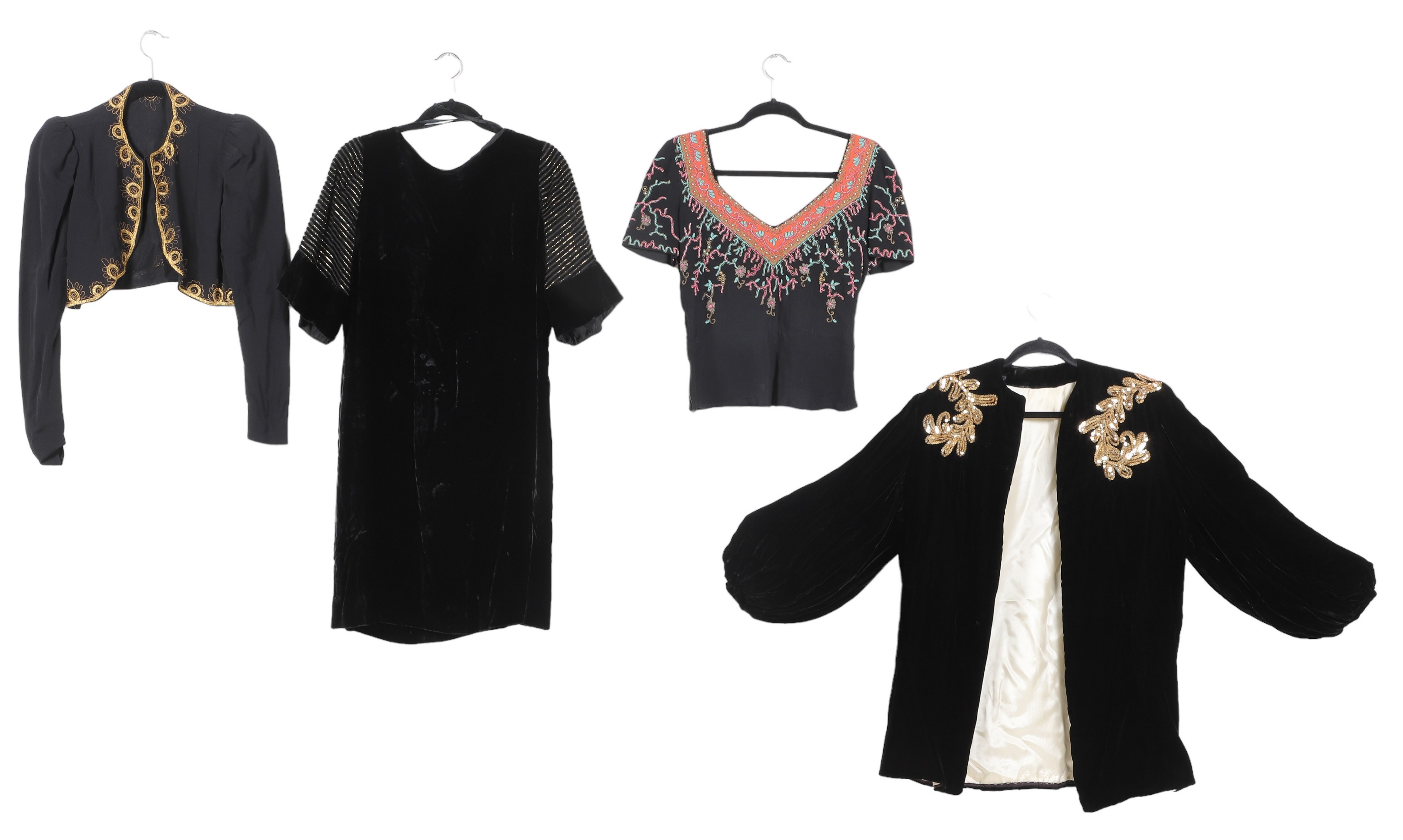 (4) 1940's/50's crepe and velvet