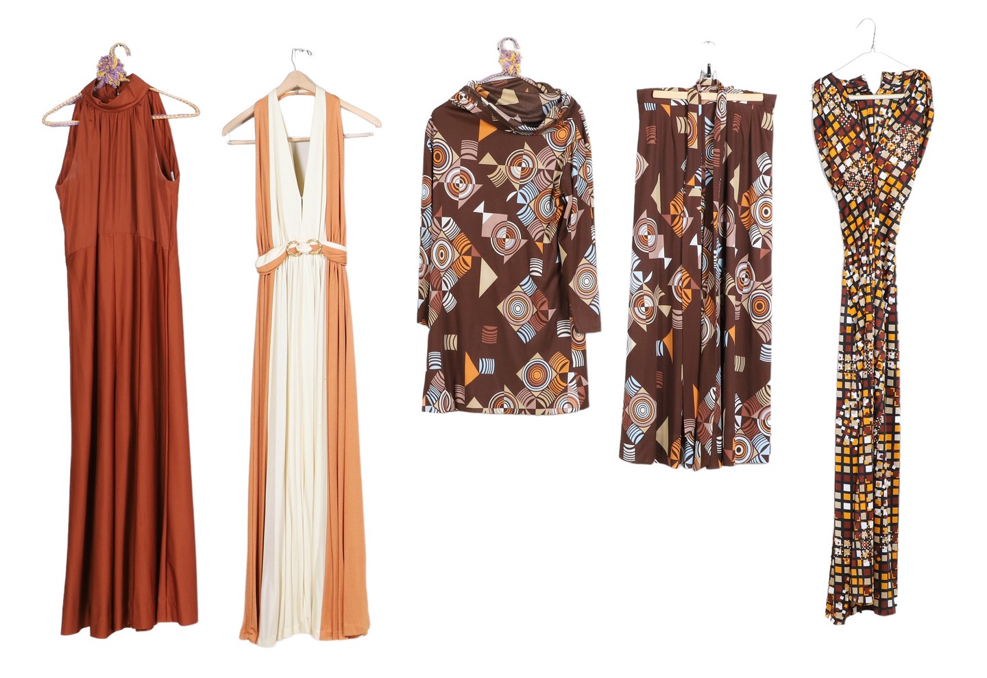 (4) 1970 Jumpsuits, dresses,