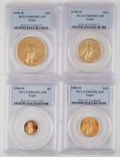 (4) 1998-W GOLD EAGLE COIN SET