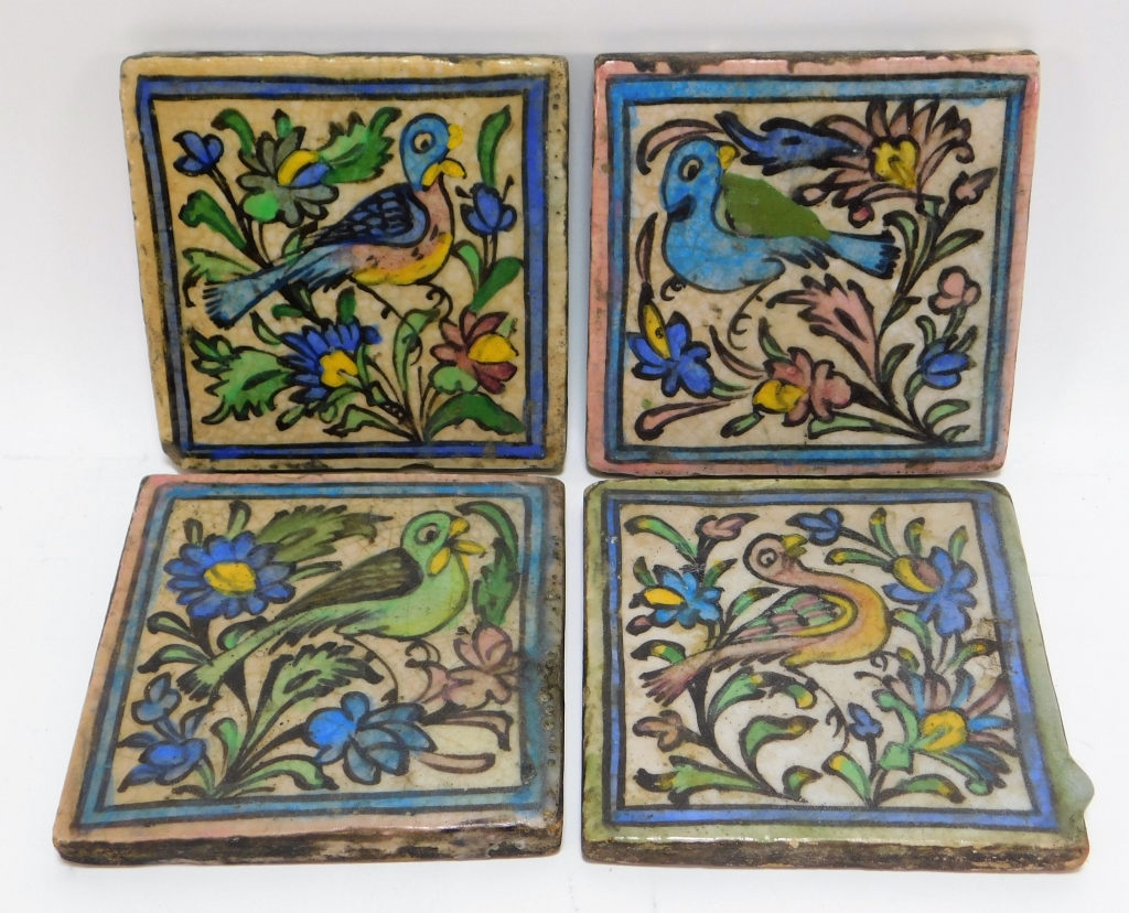 4 19C PERSIAN IZNIK TIN GLAZE