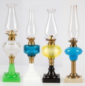 (4) 19TH CENTURY OIL LAMPS Bos