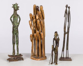 4 AFRICAN METAL AND WOOD SCULP