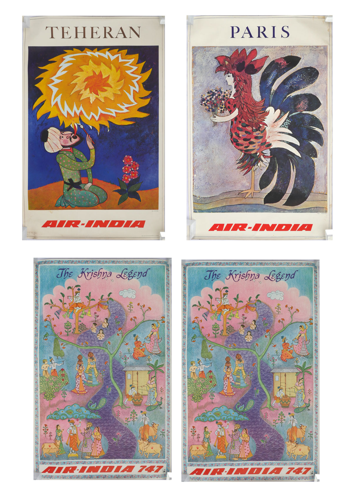4 AIR INDIA POSTERS: 2 ''The