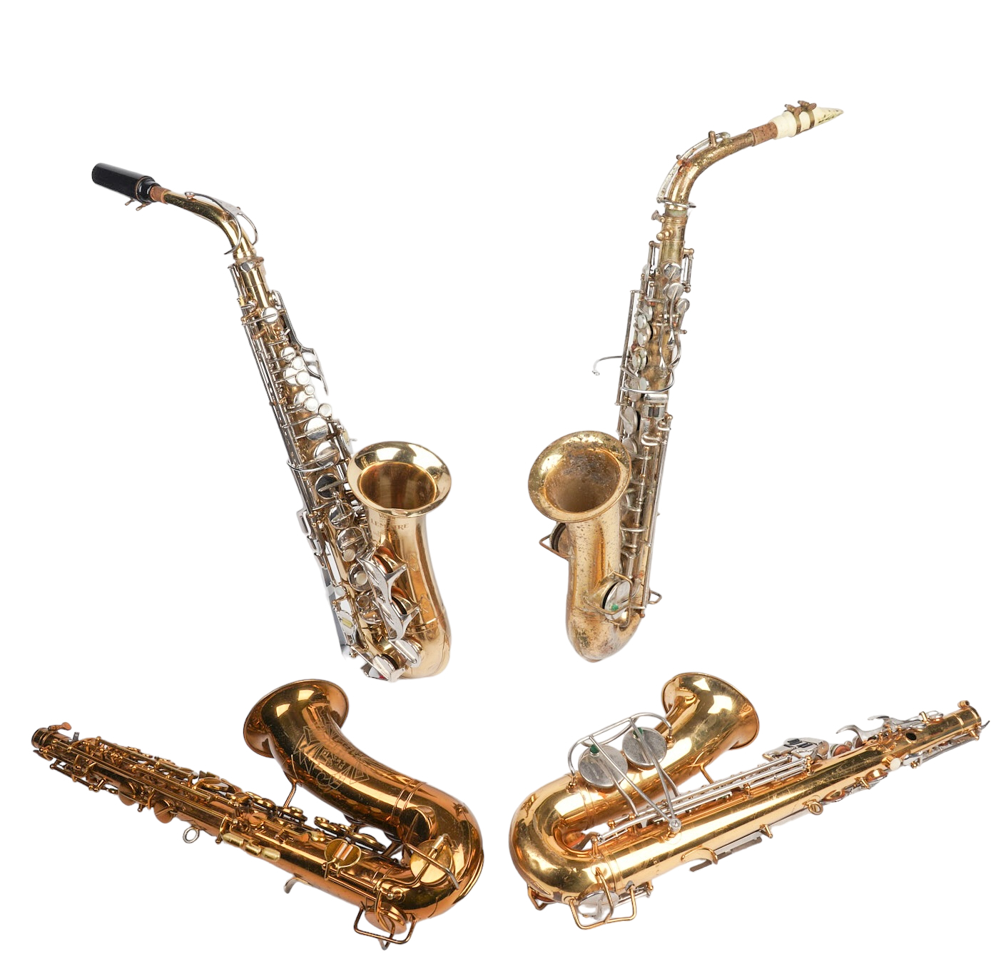 (4) Alto saxophones, no cases,