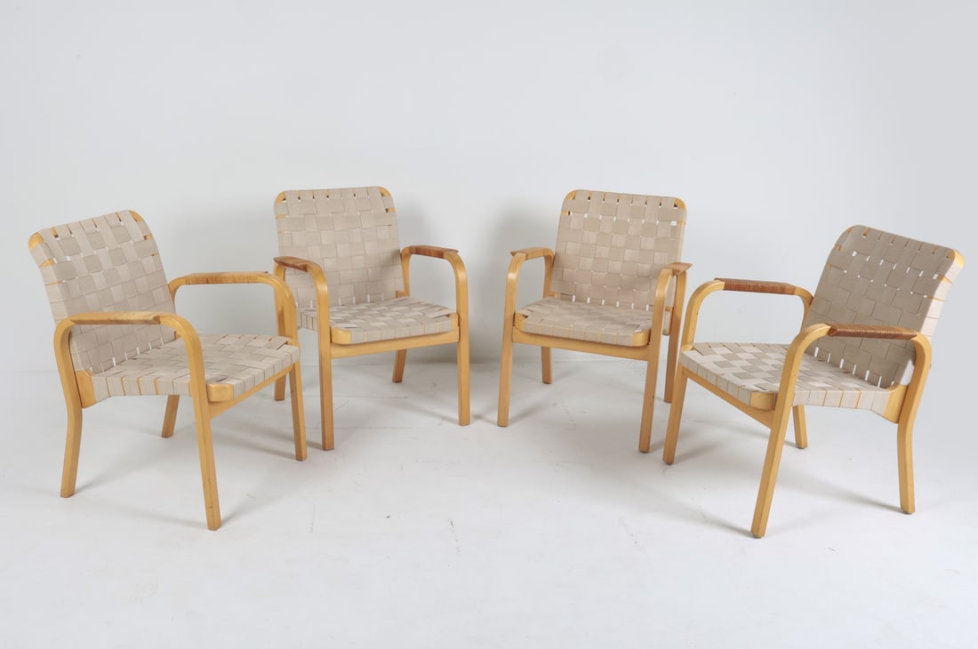 (4) ALVAR AALTO BEECH & RATTAN