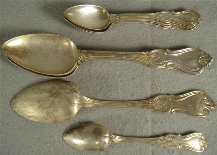 4 American coin silver serving