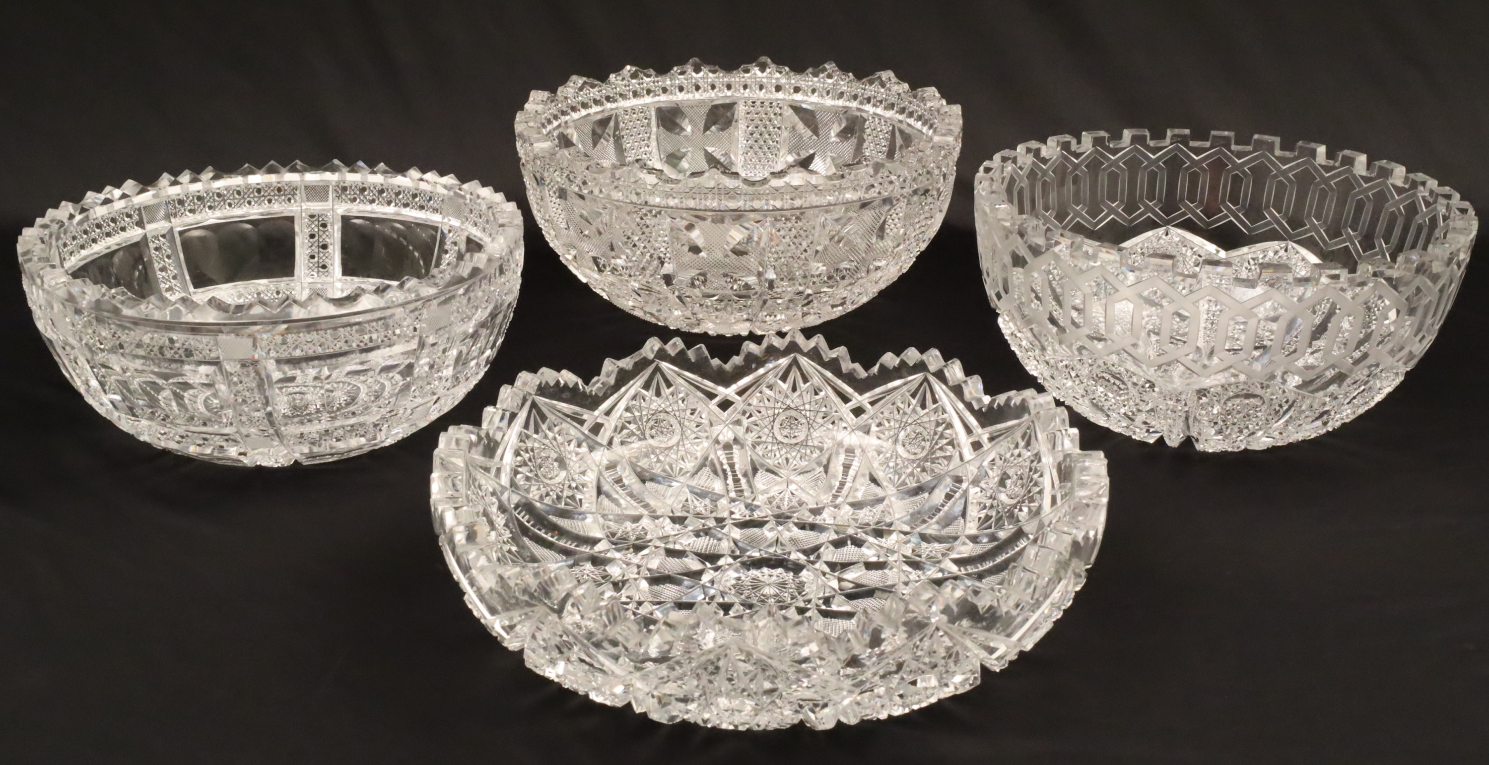 4 AMERICAN CUT CRYSTAL BOWLS A