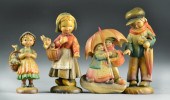 (4) Anri Carved Wooden Figurin
