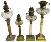 (4) ANTIQUE BANQUET OIL LAMPS,