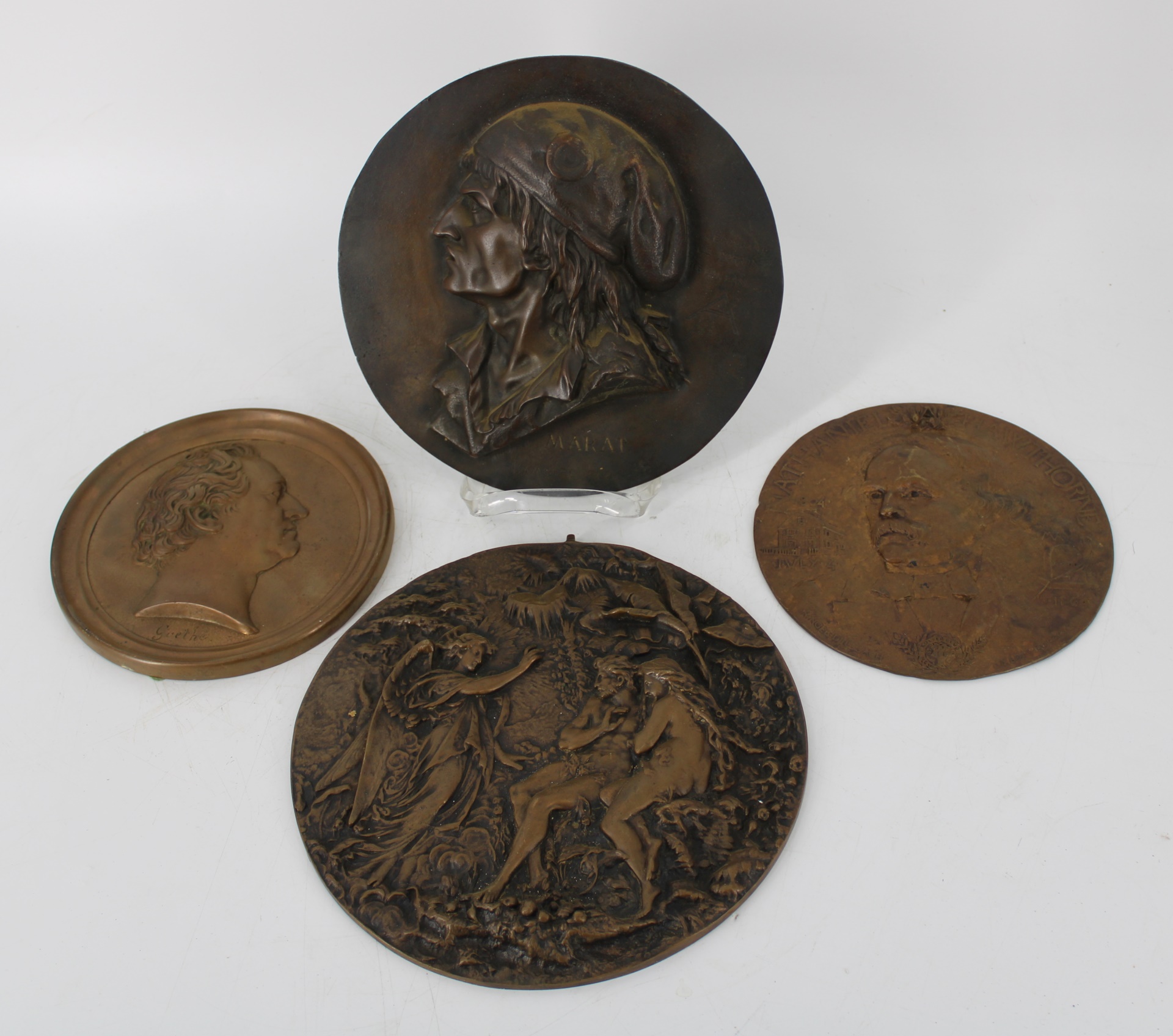 4 ANTIQUE BRONZE RELIEFS. From a