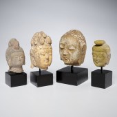 (4) ANTIQUE BUDDHIST CARVED ST