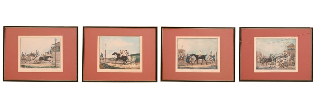 4 ANTIQUE CARLE VERNET HORSE RACING