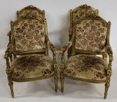 4 ANTIQUE CARVED AND GILT DECO
