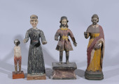 (4) ANTIQUE CARVED WOOD POLYCH