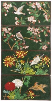 (4) ANTIQUE CLOISONNE PANELSFo