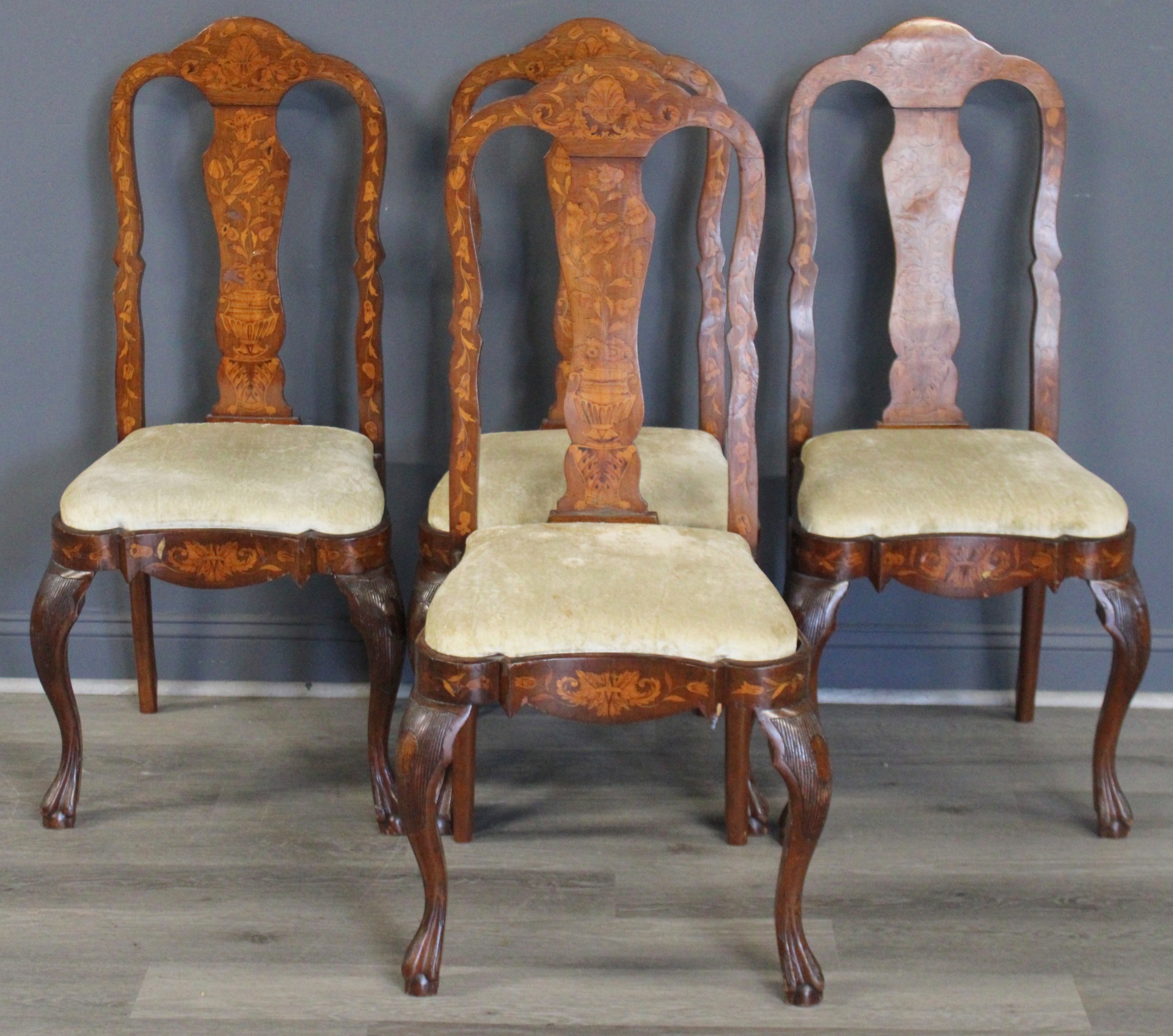 4 ANTIQUE DUTCH MARQUETRY INLAID