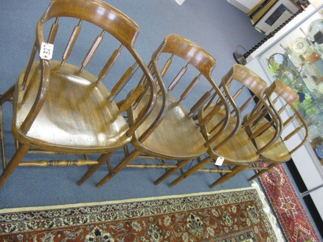 4 Antique Oak Captains Chairs