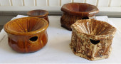 4 ANTIQUE ROCKINGHAM WARE SPIT