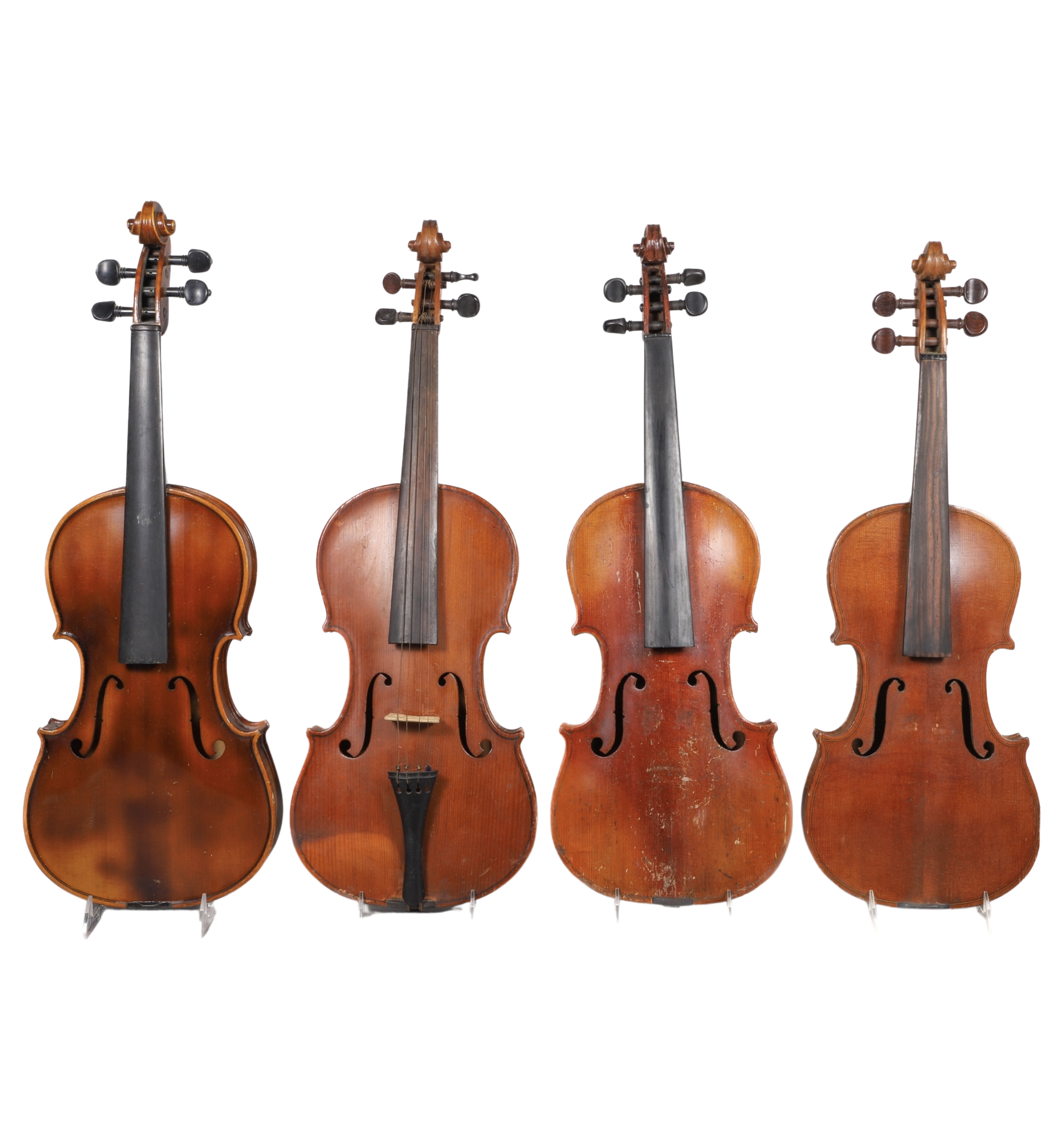 (4) Antique violins, c/o (3) 4/4,