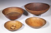 (4) ANTIQUE WOODEN BOWLS Inclu