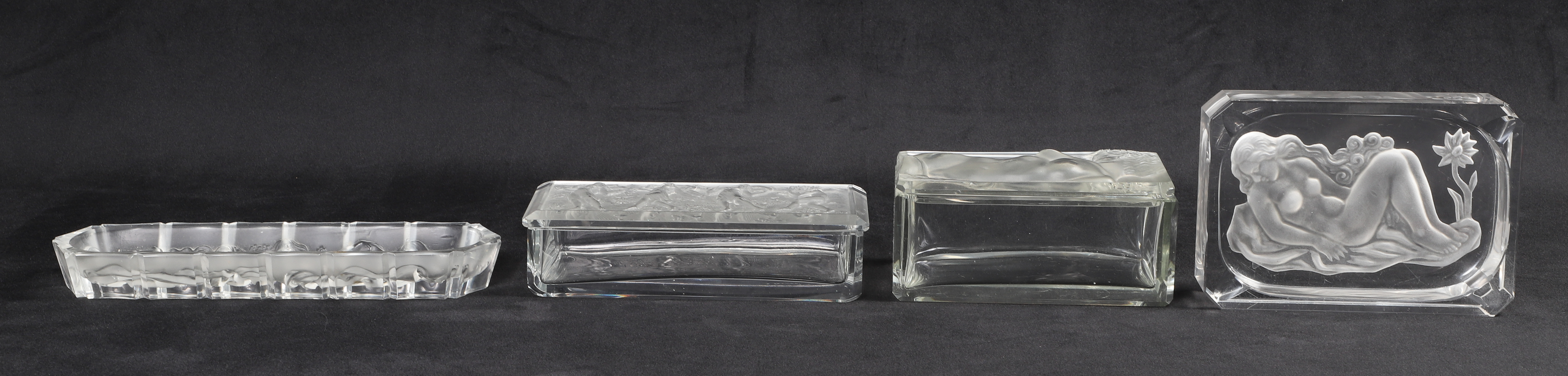 (4) Art deco boxes and trays to