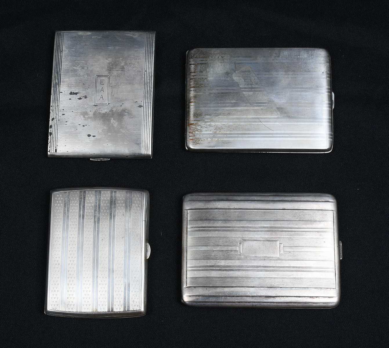 4 ART DECO SILVER CIGARETTE