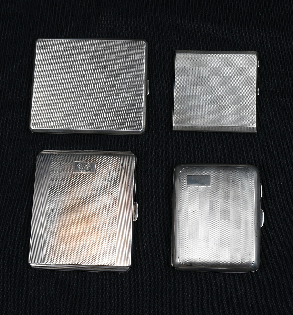 4 ART DECO SILVER CIGARETTE CASES &