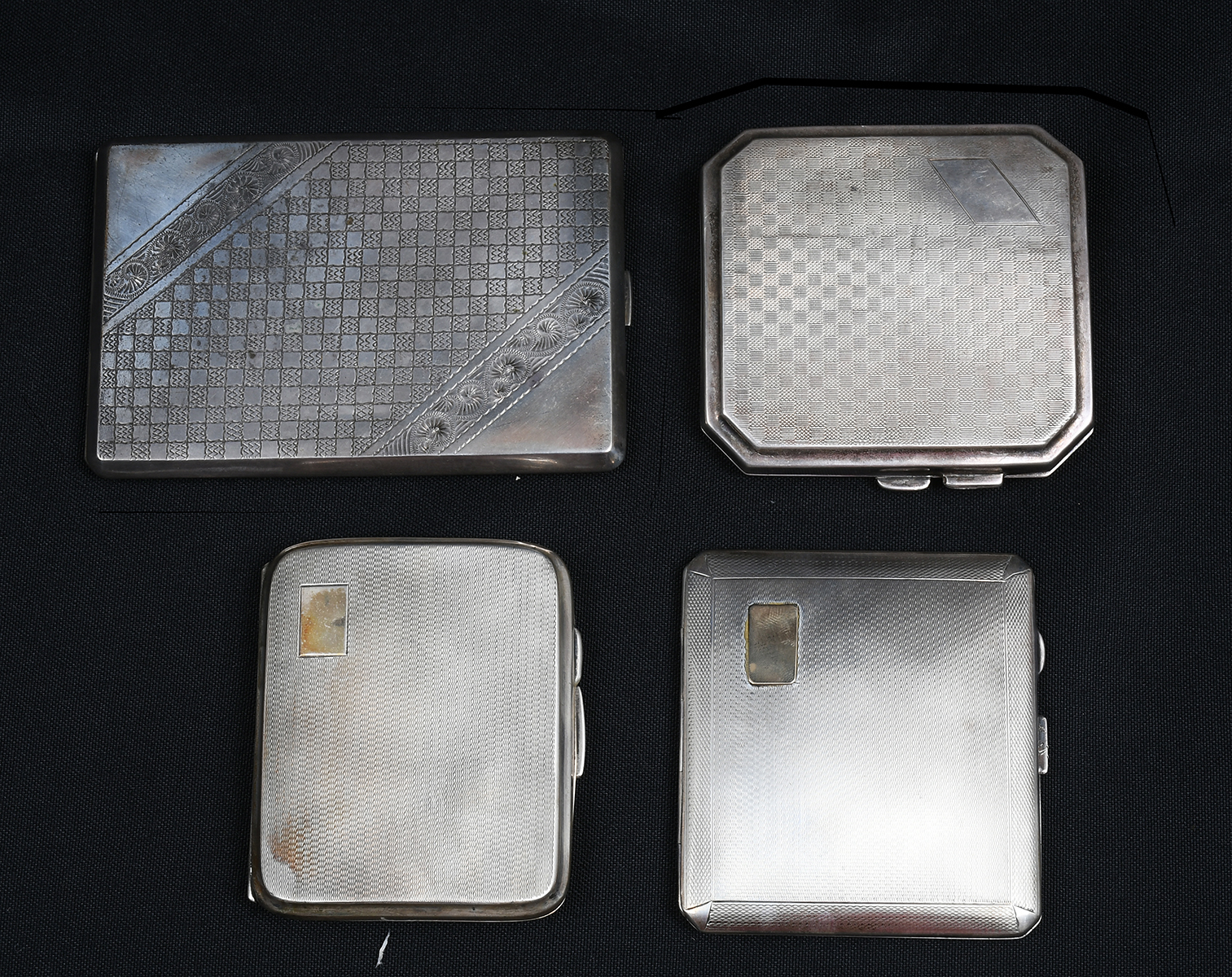 4 ART DECO SILVER CIGARETTE