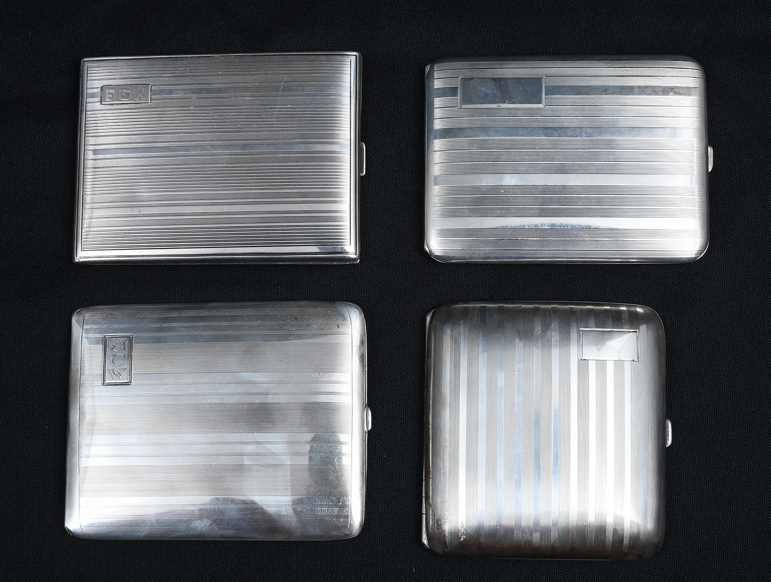 4 ART DECO STRIPED STERLING