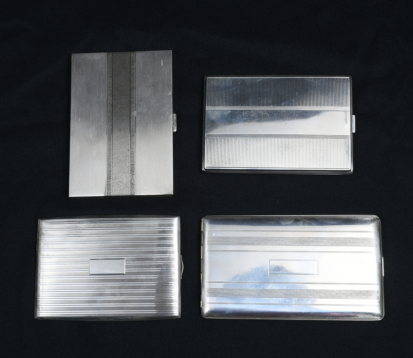 4 ART DECO STRIPED STERLING