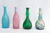 4 ART GLASS HAND BLOWN BARBER