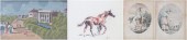 (4) Art prints and needlepoint