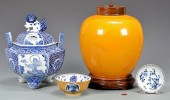 4 ASIAN BLUE AND YELLOW CERAMI