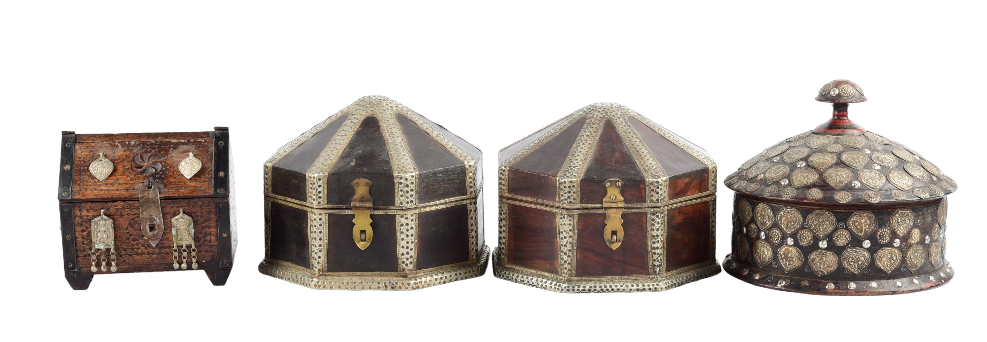 (4) Asian covered boxes to