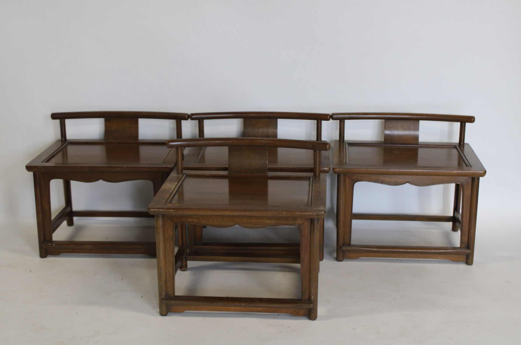 4 ASIAN MODERN HARDWOOD STOOLS From