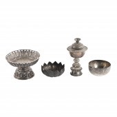 (4) Asian silver tone bowls an