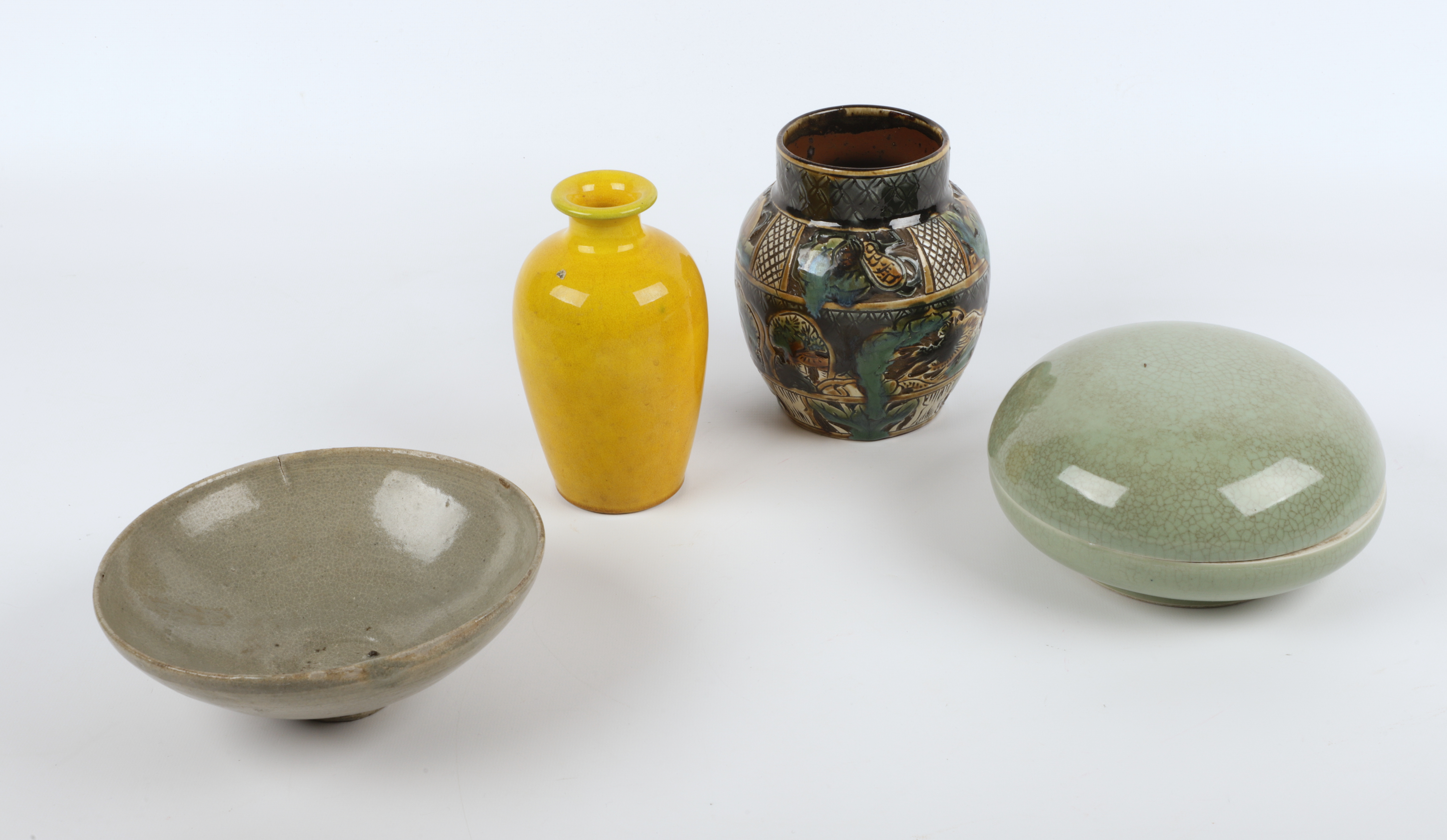 (4) Asian vases, bowl and covered
