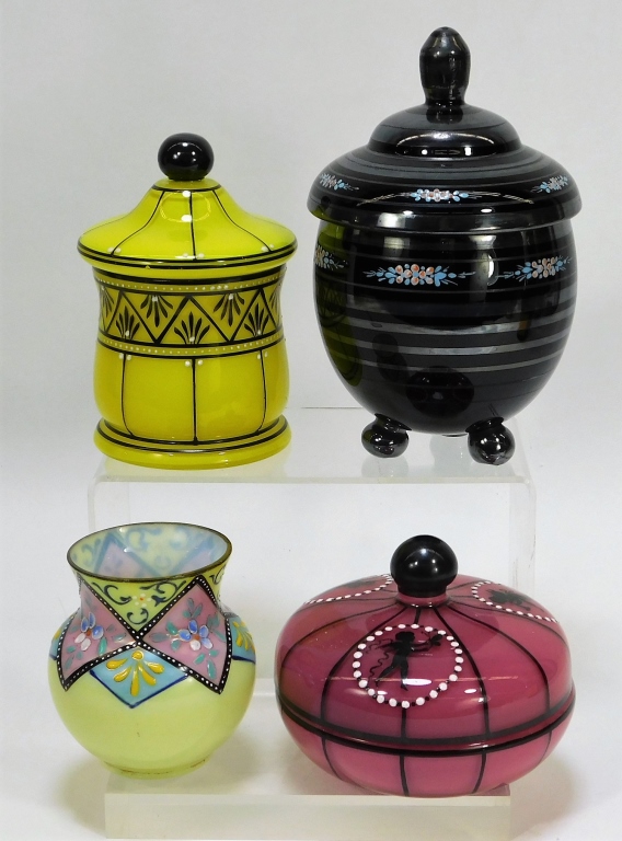 4 ASSORTED ENAMELED BOHEMIAN