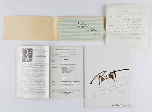 4 AUTOGRAPHS LEWIS, PAVAROTTI,