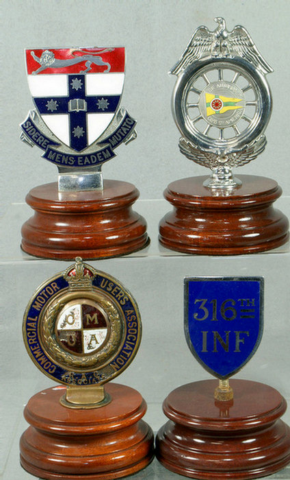 (4) Automobile Club badges, (1)