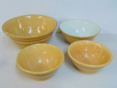 4 BANDED YELLOW WARE BOWLS, LA