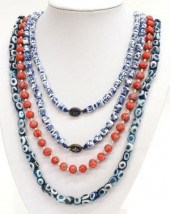 (4) BEADED NECKLACES, VENETIAN