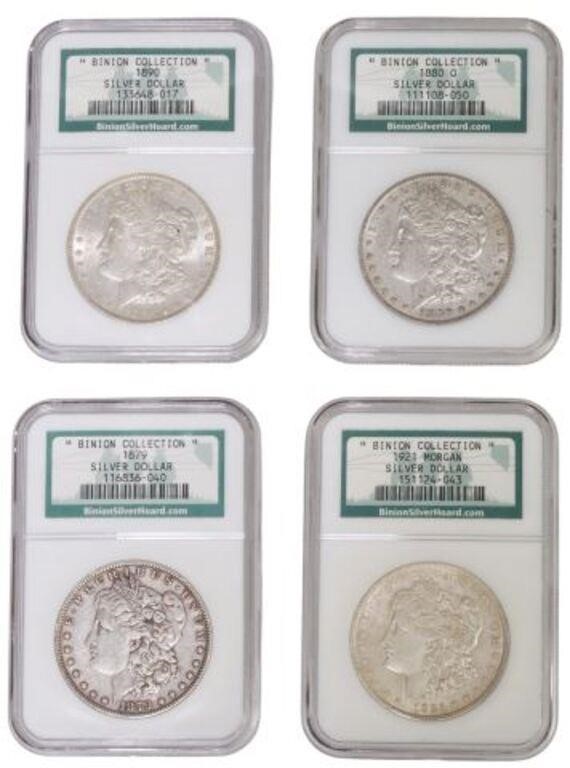 (4) BINION HOARD MORGAN SILVER