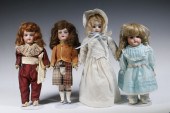(4) BISQUE HEAD DOLLS Group of