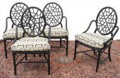 (4) BLACK PAINTED FAUX BAMBOO