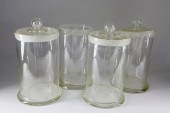 4 BLOWN CLEAR GLASS STORAGE CA