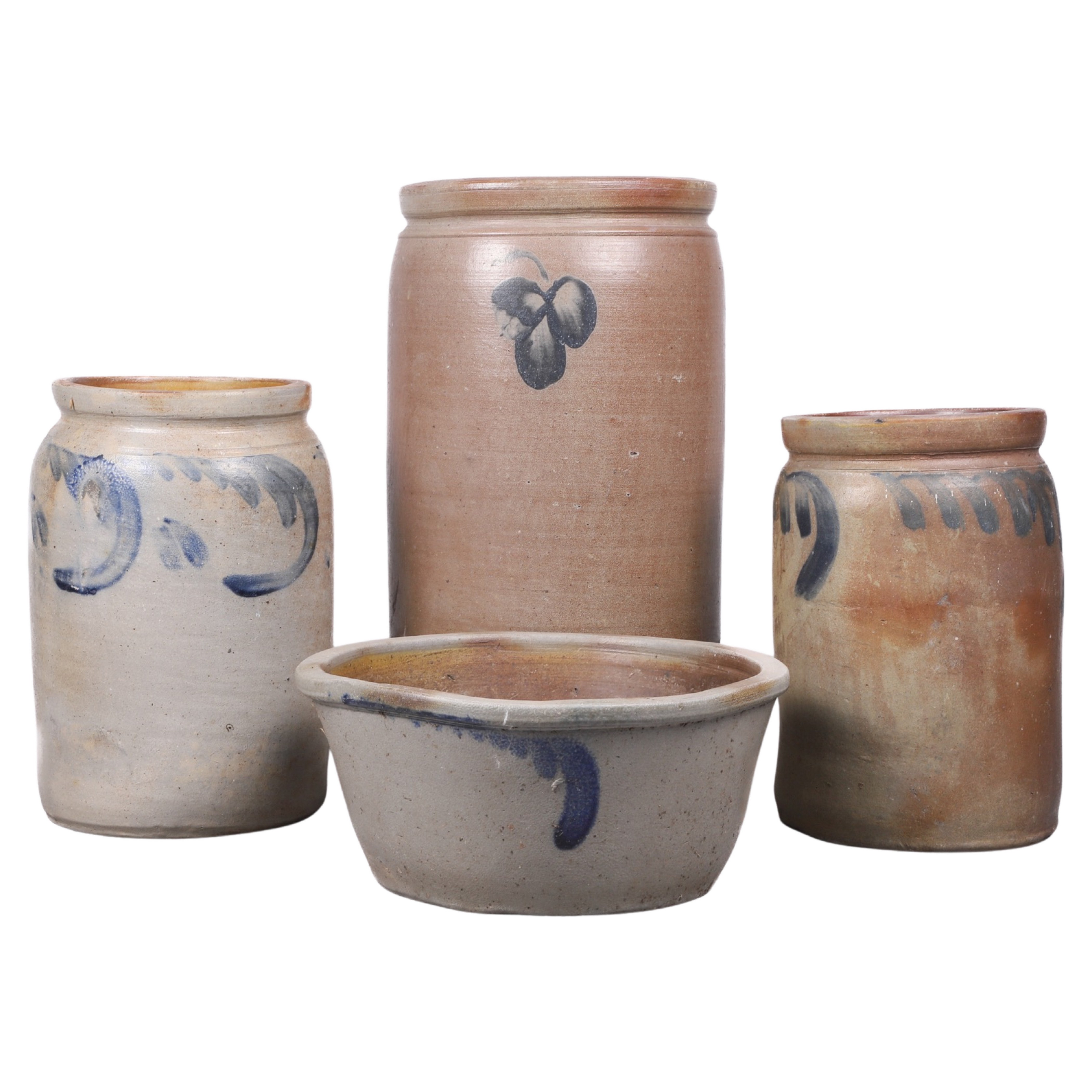 (4) Blue decorated stoneware
