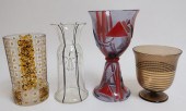 4 BOHEMIAN ART DECO GLASS VASE